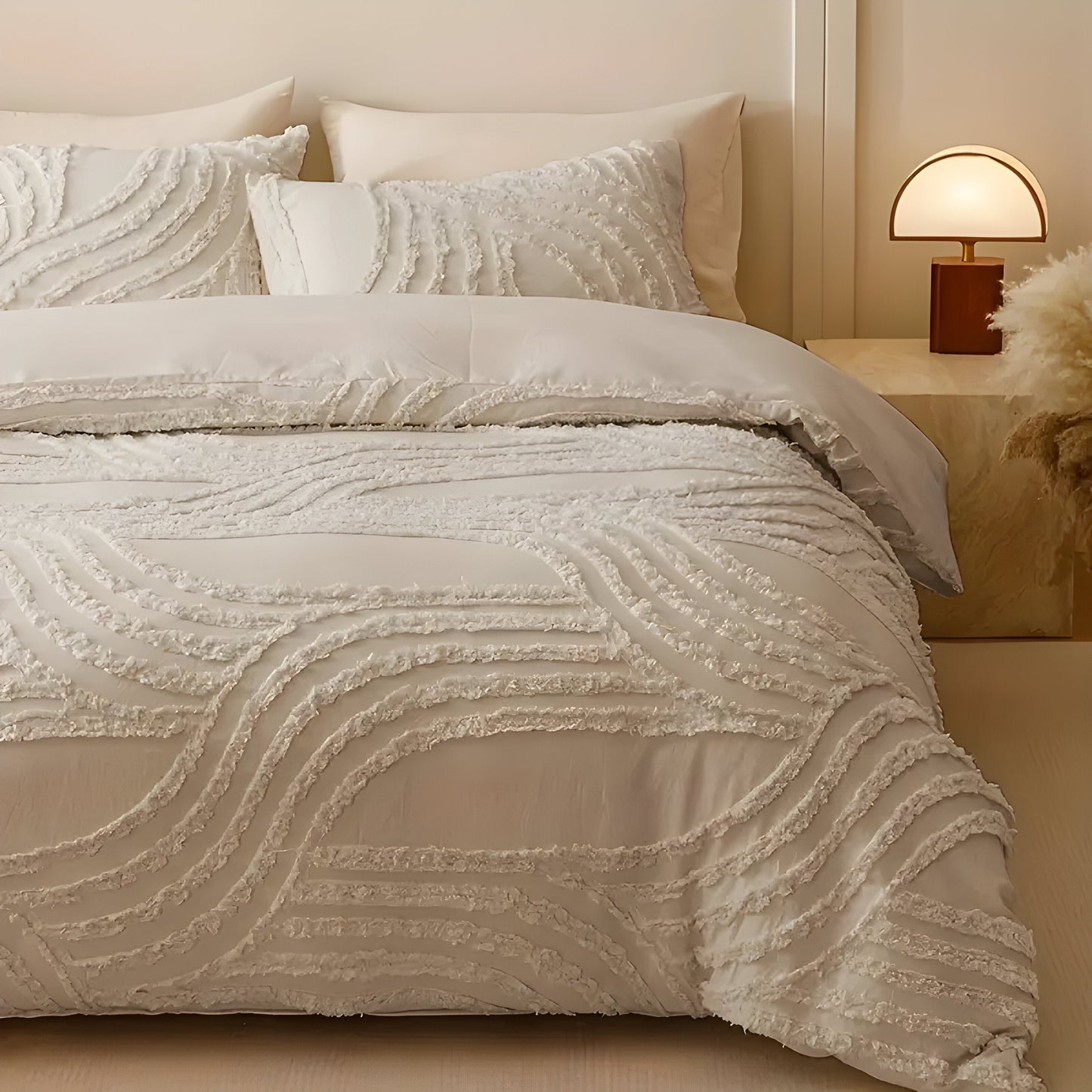 Garduru Duvet Set - 3pcs Luxus Streifen Schnitt Bettbezug