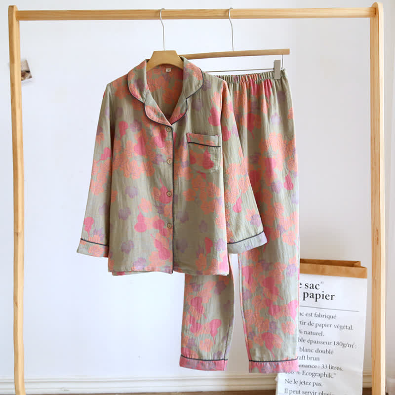 Pyjama-Set aus Baumwolle mit langen Ärmeln in Kürbisform