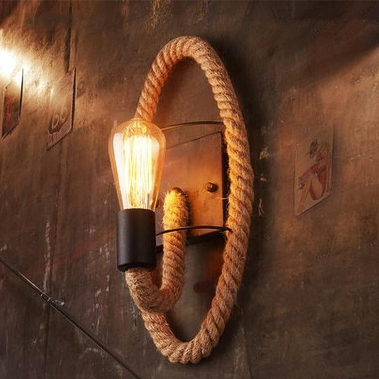 Garduru - Vintage Wandlampe aus Seil und Metall für rustikales Flair