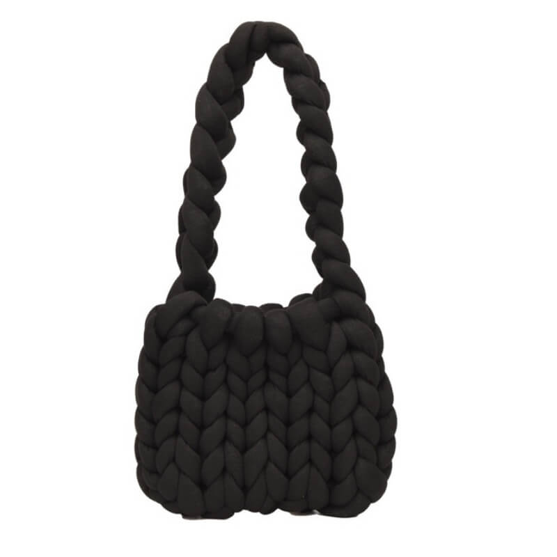 Diy Chunky Handtas, Dicke Baumwollwoll Gewebte Handtasche, Handgemachte Grobe Woll Gestrickte Eimer Tasche