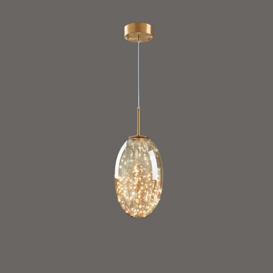 Moderne Glas- und Messinghängelampe – Elegante Beleuchtung für Wohnzimmer und Küche