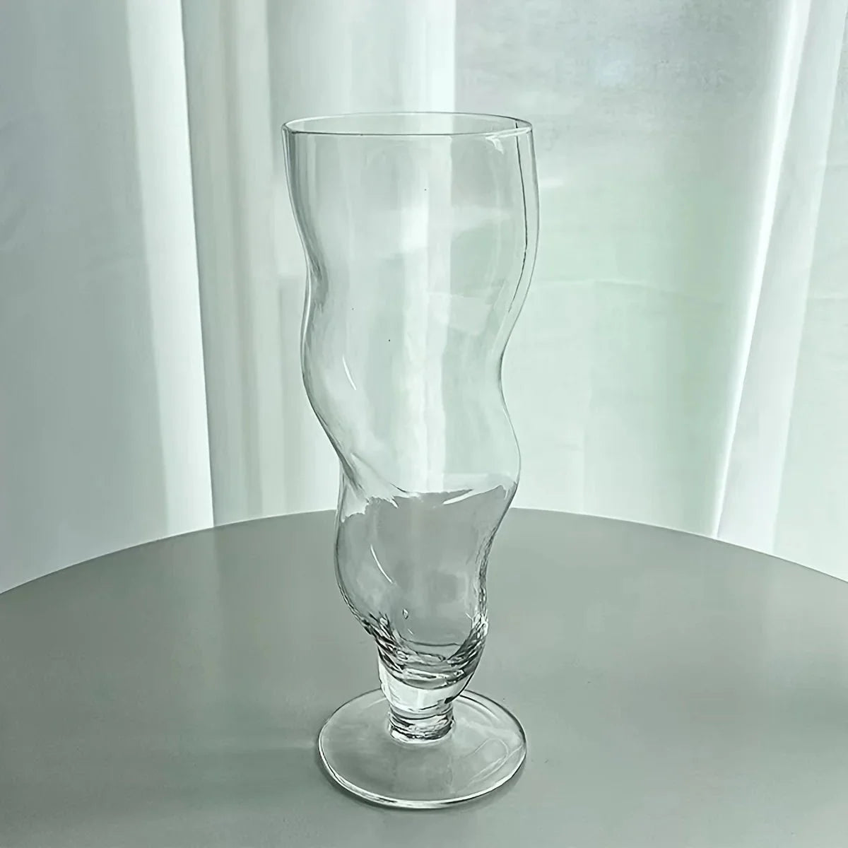 Abstract Große Wellenförmige Kurvige Glas Sundae Tasse
