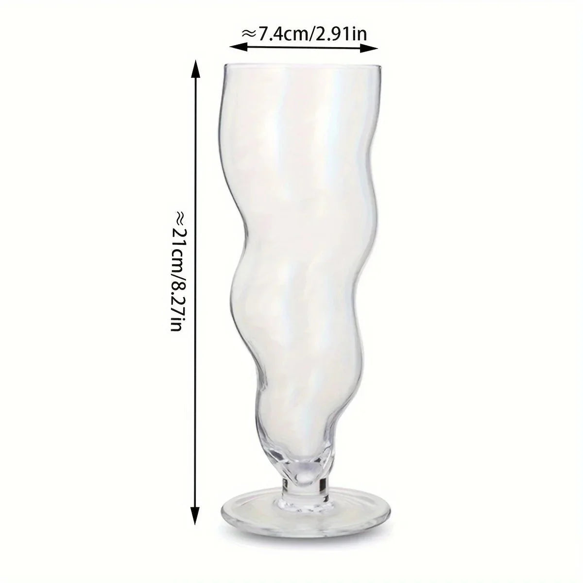 Abstract Große Wellenförmige Kurvige Glas Sundae Tasse