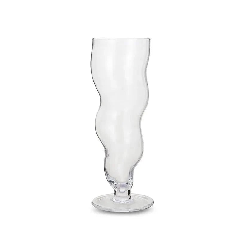 Abstract Große Wellenförmige Kurvige Glas Sundae Tasse