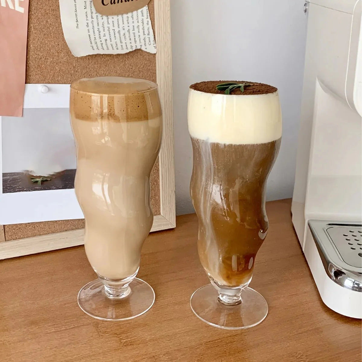 Abstract Große Wellenförmige Kurvige Glas Sundae Tasse