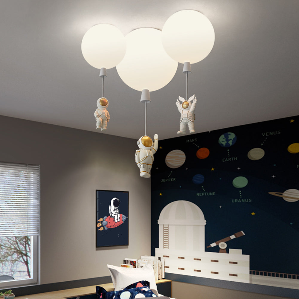 Garduru Moderne Mond & Astronaut LED Deckenleuchte – Verspielt Weltraum-Themenlampe