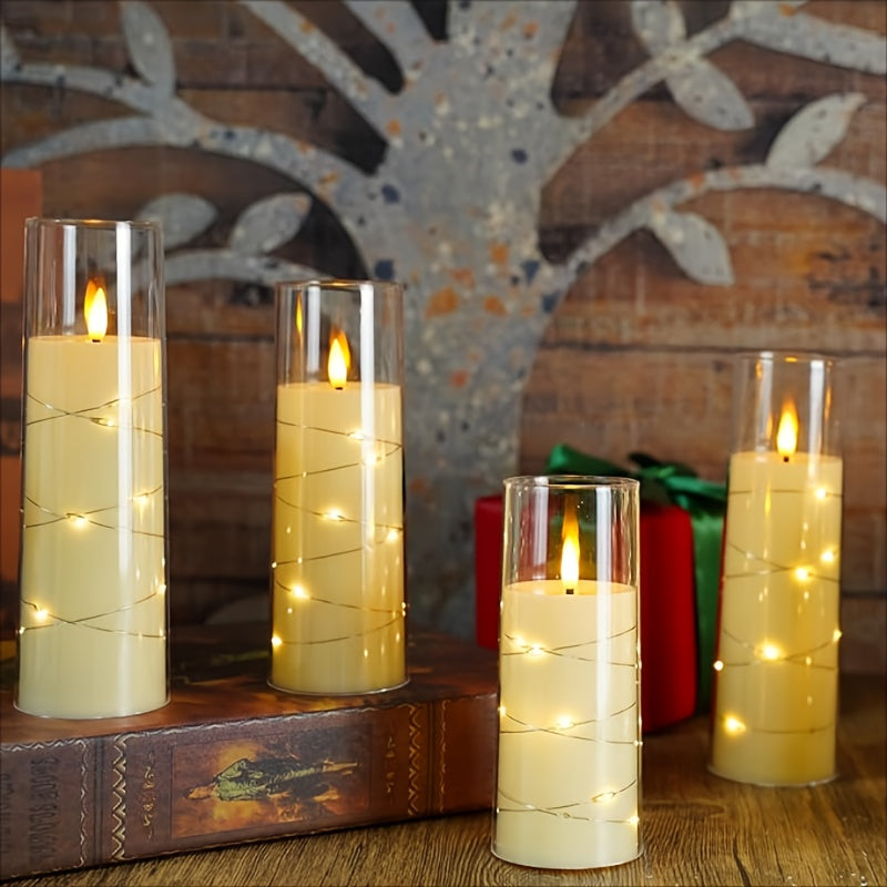 3-teilig Romantische LED Kerzen mit Fernbedienung - Einstellbare Helligkeit und Timer-Funktion, Ideal für Partys, Hochzeiten und Hotel Dekoration