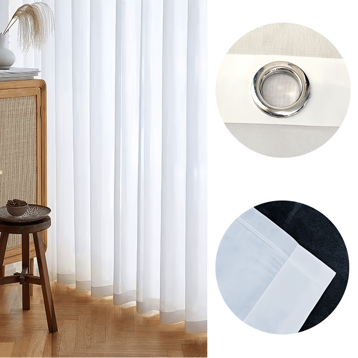 Leichte minimalistische Vorhänge für Privatsphäre und Sonnenschutz – Transparente Fensterdekoration in strahlendem Weiß, erhältlich in 39 und 197