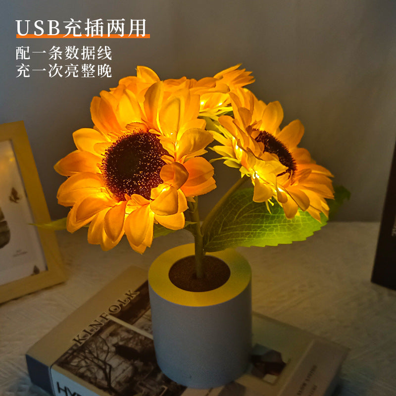 Leuchtende Sonnenblumenlampe – Natürlicher Glanz und Florale Eleganz