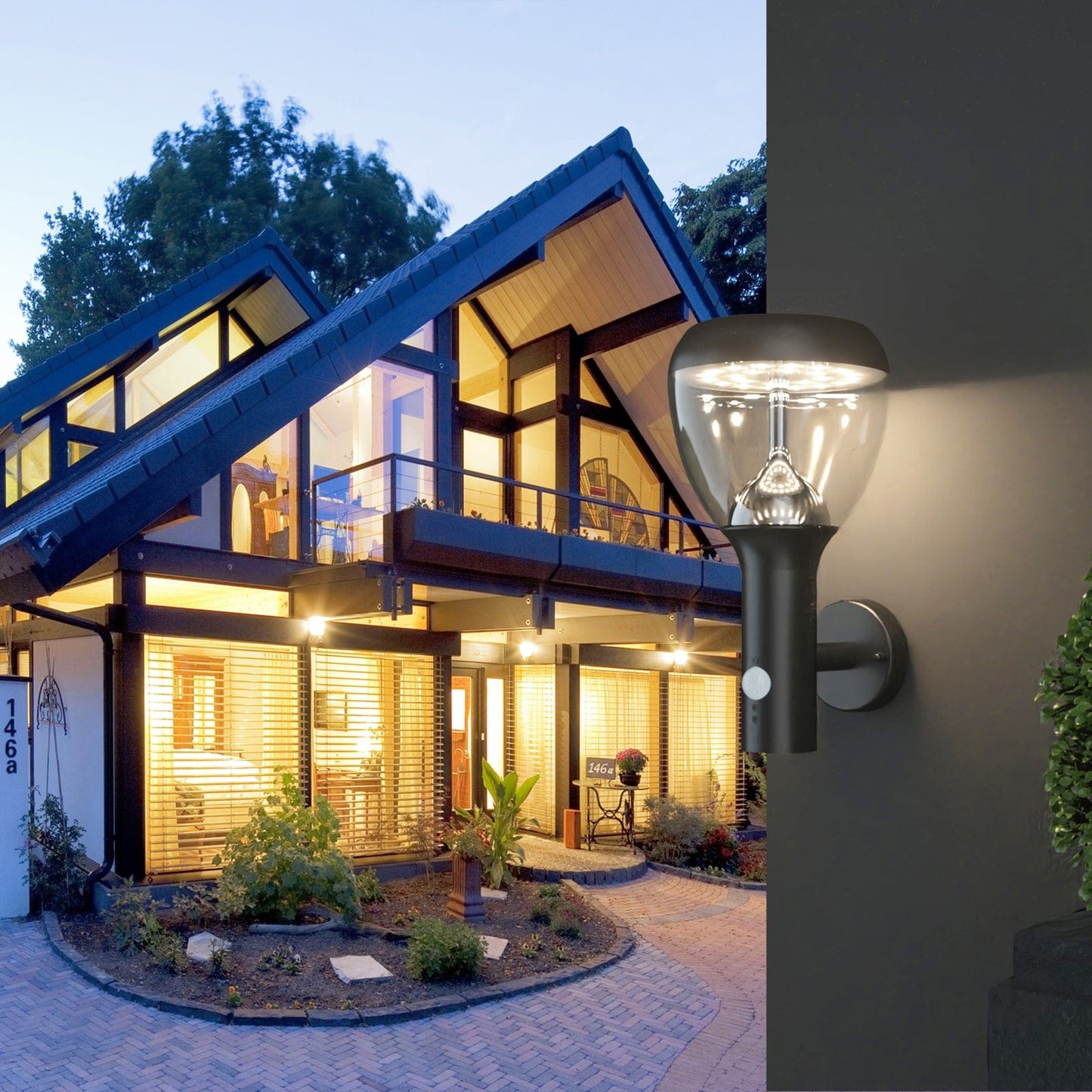 Solar Wandleuchte Außen mit Bewegungsmelder und 600 Lumen Beleuchtung
