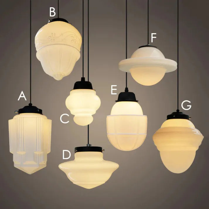 Garduru Weiß Milchglas Geometrische Jar Pendelleuchte