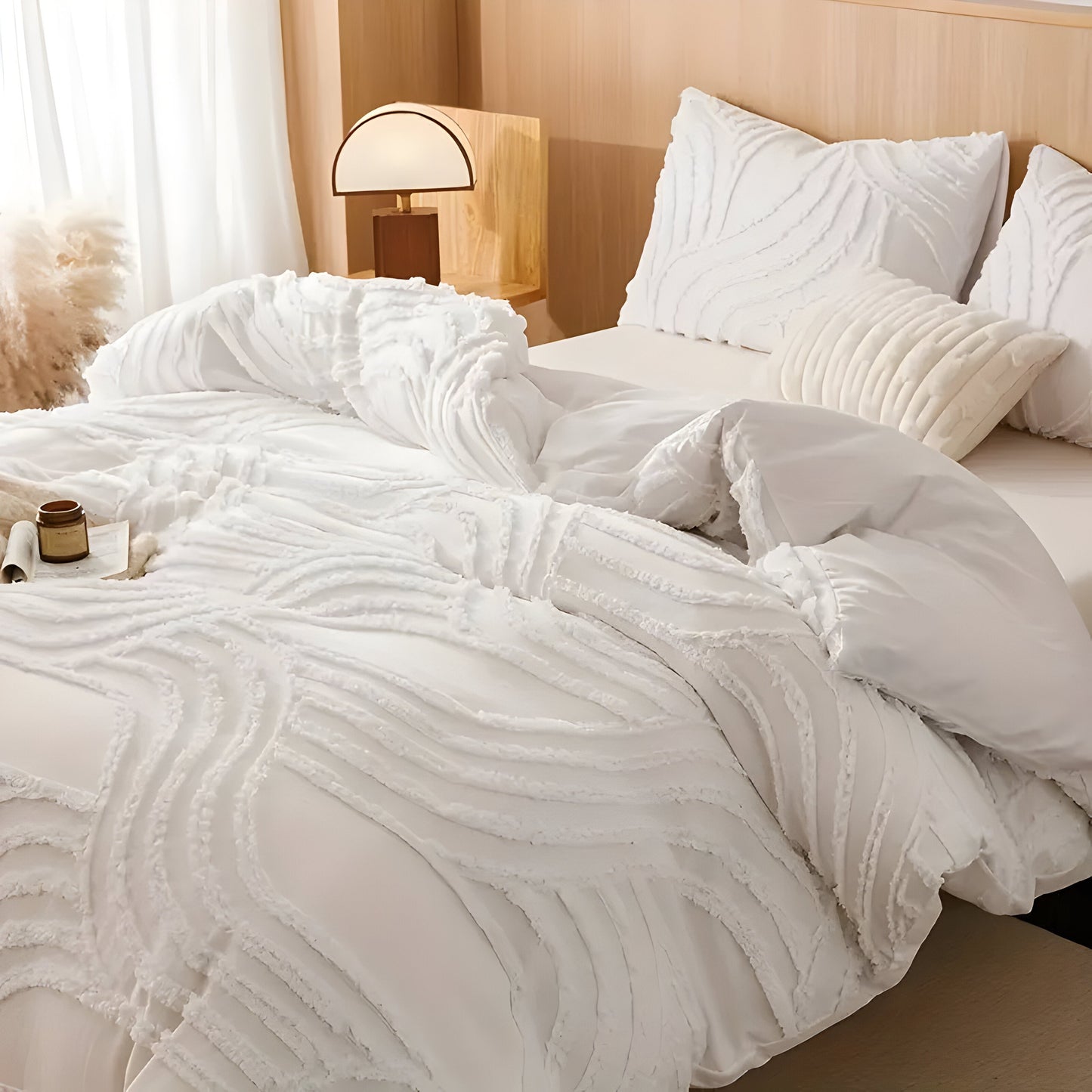 Garduru Duvet Set - 3pcs Luxus Streifen Schnitt Bettbezug