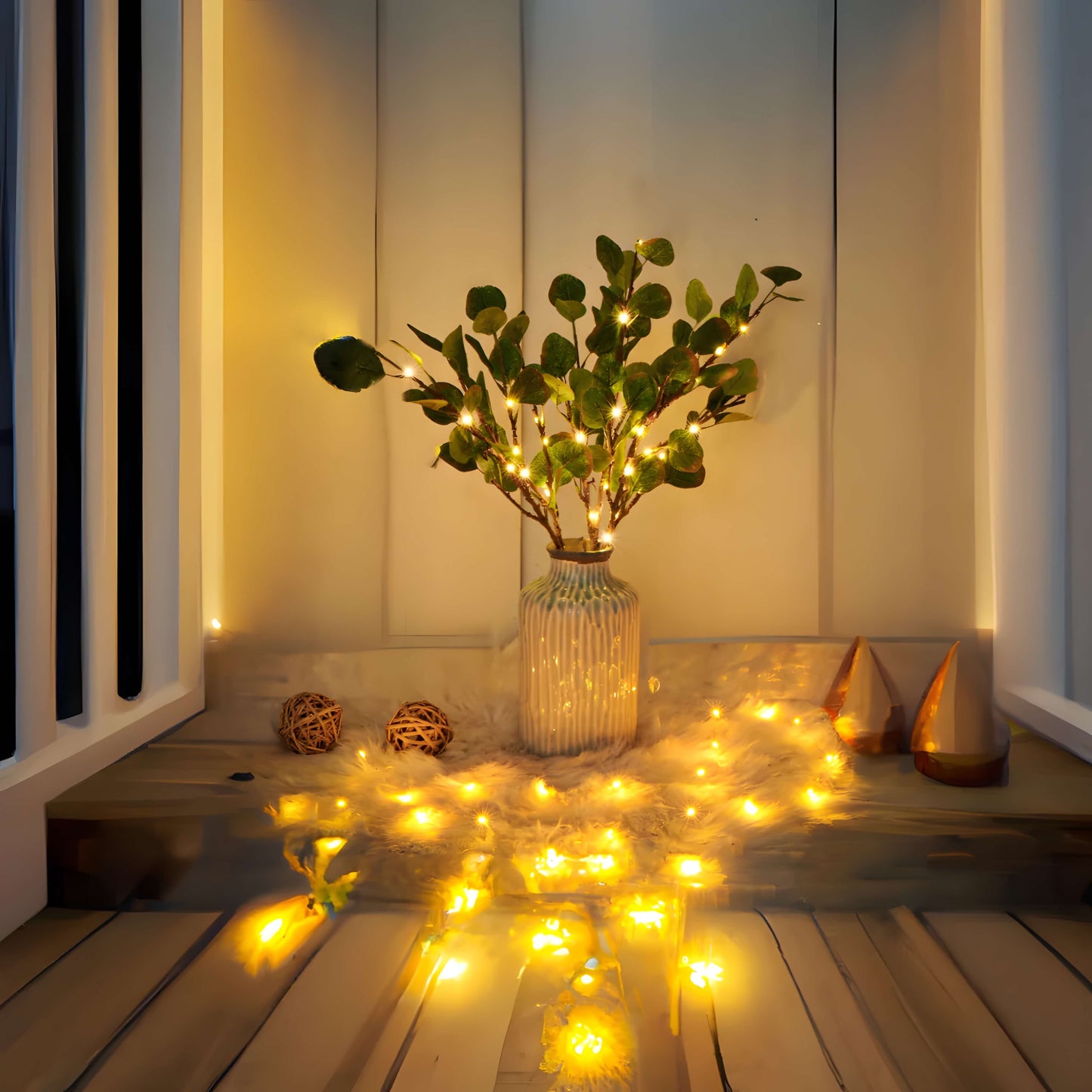 120 LED Olivenzweig-Lichterkette – Anpassbare Warmweiße Funkellichter für die Heimdekoration, 70 cm Länge