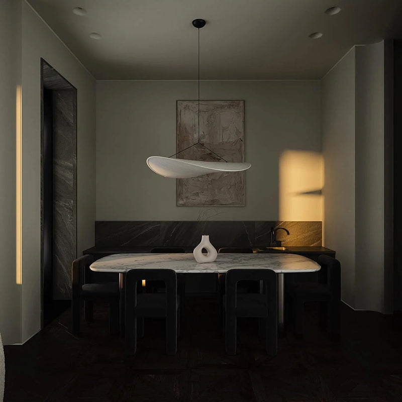 Moderne LED-Hängelampe aus Metall und synthetischer Seide für Zuhause und Büro