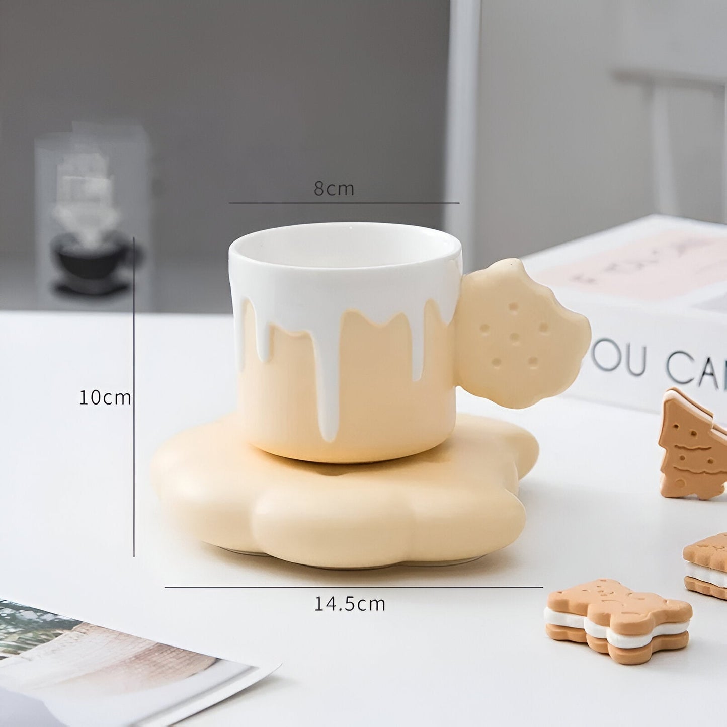 Biscuit Design Kaffeetasse mit passendem Tablett