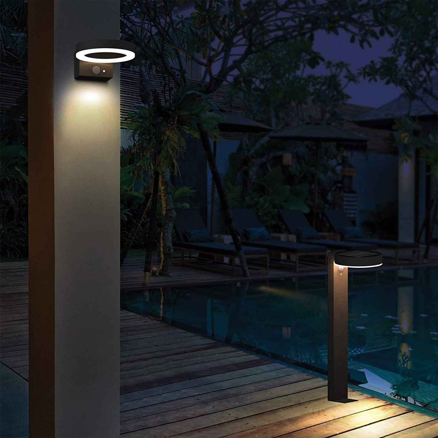 Solar-Wandlampe Außen mit Bewegungsmelder und monokristallinem Solarmodul