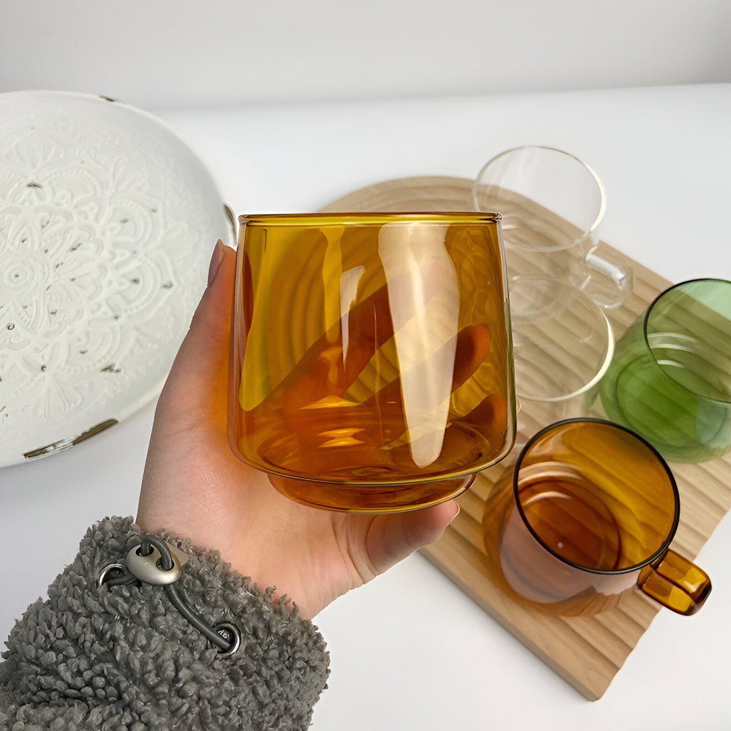 Borosilikat Farbenfrohe Glas Kaffeetasse