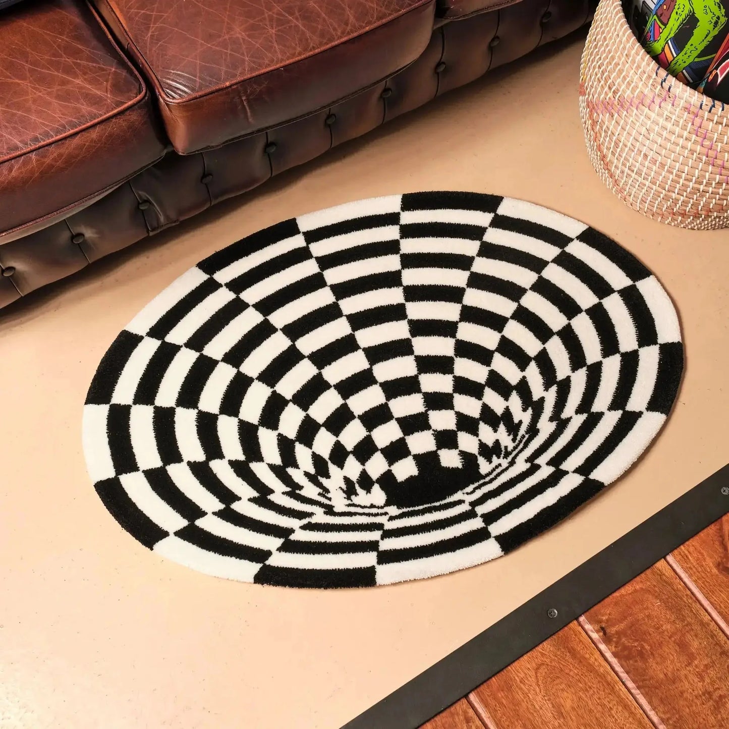 Bodenlos Geometrischer Schachbrettteppich