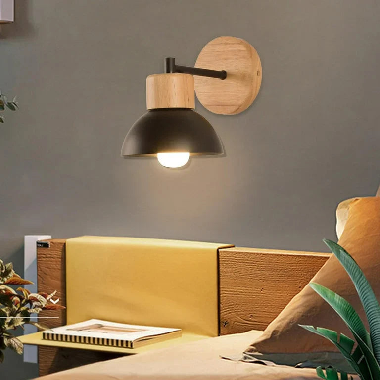 Nordic LED Wandleuchte mit Holzfuß – Elegante Eisen Wandlampe für Haus und Büroun 쓰기