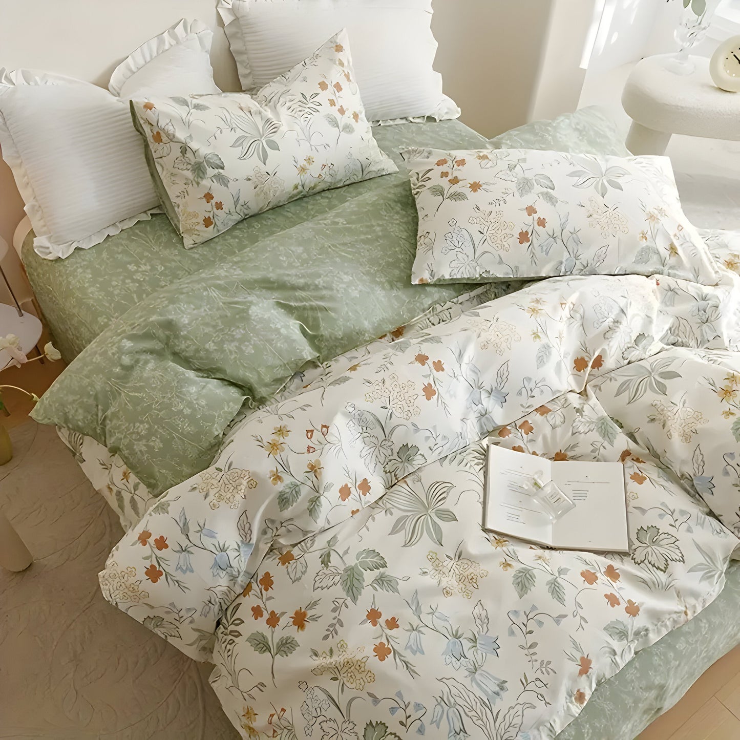 Garduru Bettdecken-Set - 3-teiliger Floral-Bettdeckenbezug