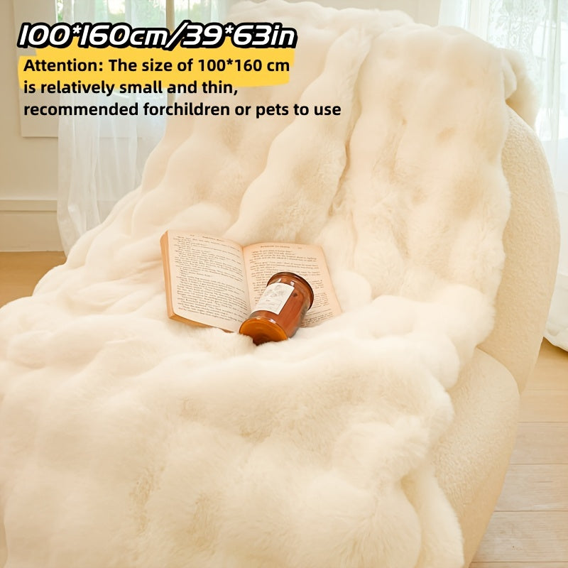 Garduru Fleece-Decke aus Faux Kaninchenfell – Weich, Warm & Vielseitig für Alle Jahreszeiten