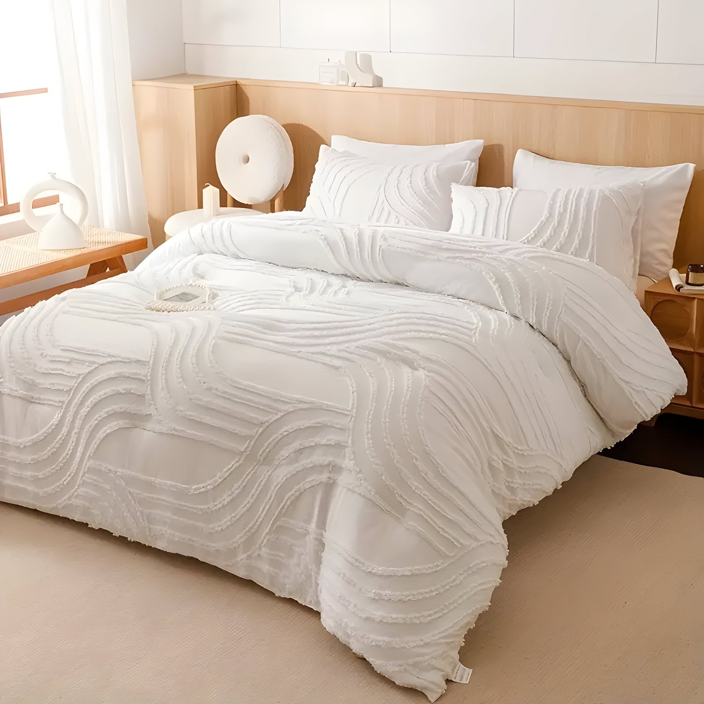 Garduru Duvet Set - 3pcs Luxus Streifen Schnitt Bettbezug