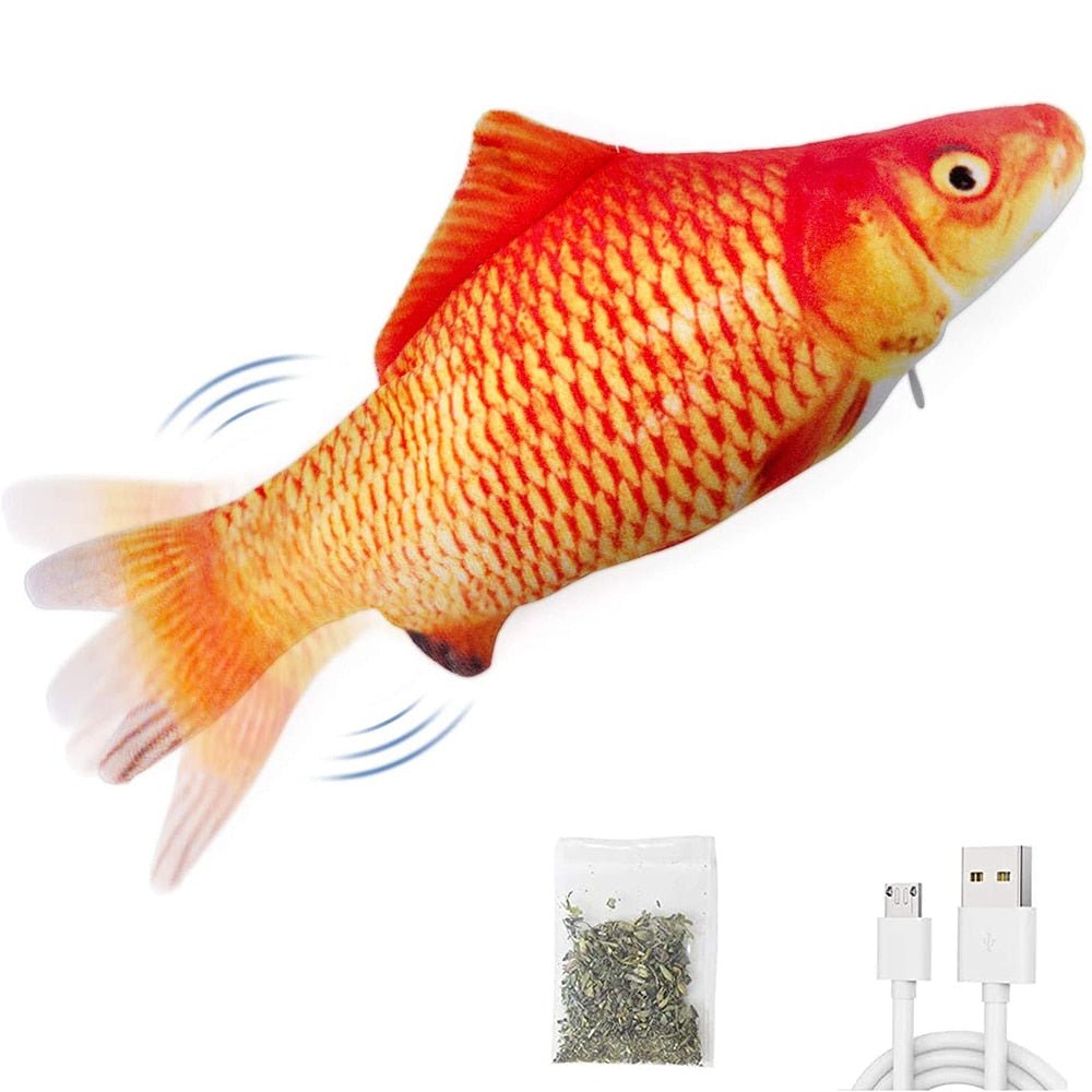 Royallure Interaktives Katzenspielzeug – USB wiederaufladbarer tanzender Fisch mit Bewegungssensor & Katzenminze