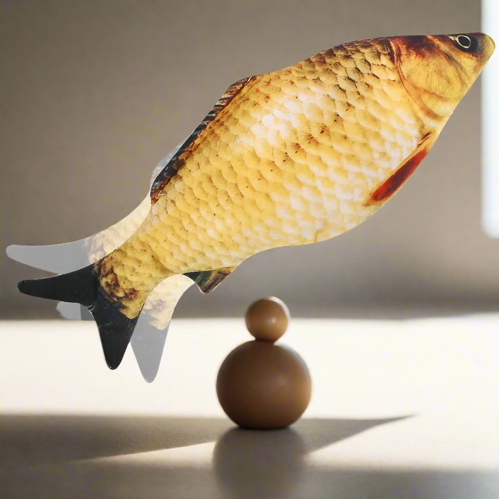 Royallure Interaktives Katzenspielzeug – USB wiederaufladbarer tanzender Fisch mit Bewegungssensor & Katzenminze