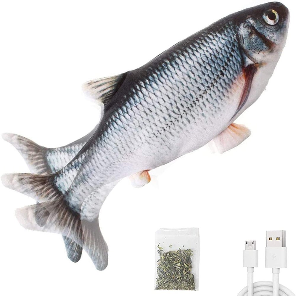 Royallure Interaktives Katzenspielzeug – USB wiederaufladbarer tanzender Fisch mit Bewegungssensor & Katzenminze