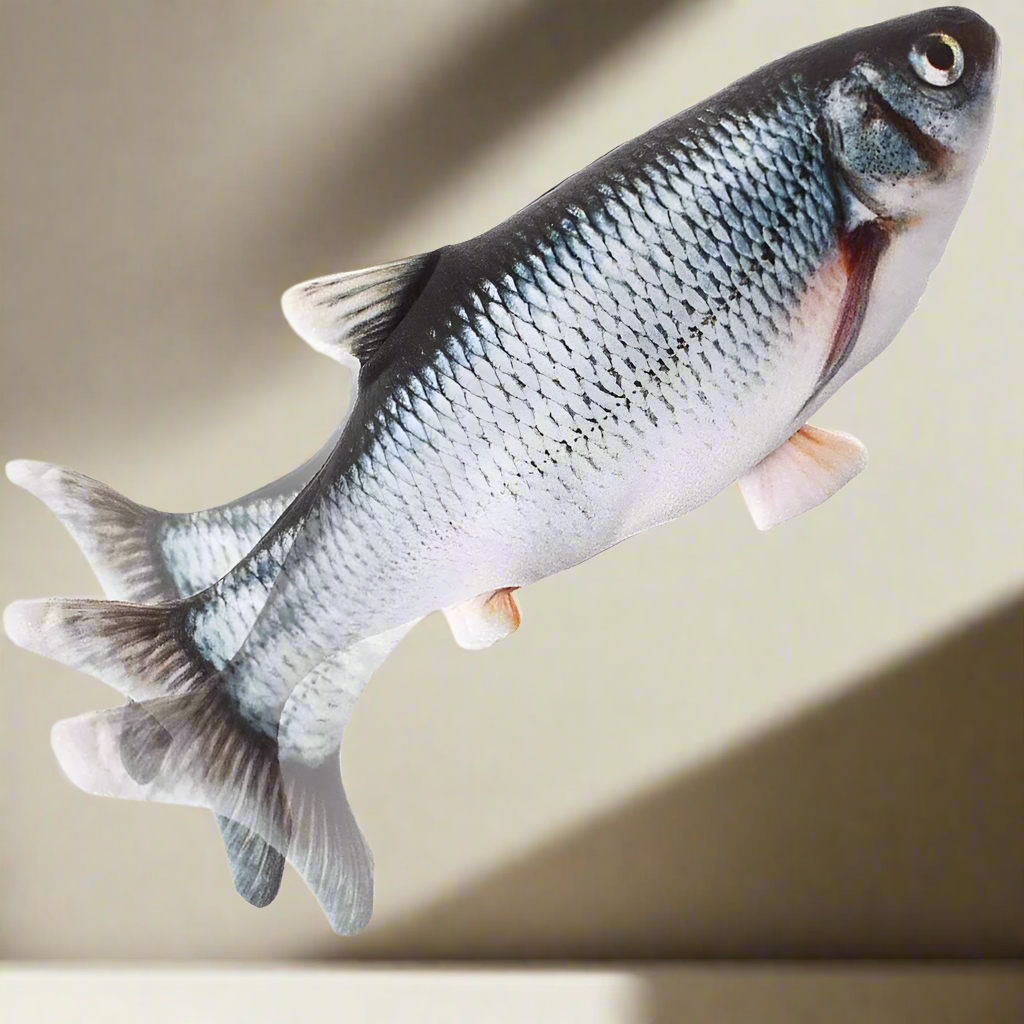 Royallure Interaktives Katzenspielzeug – USB wiederaufladbarer tanzender Fisch mit Bewegungssensor & Katzenminze