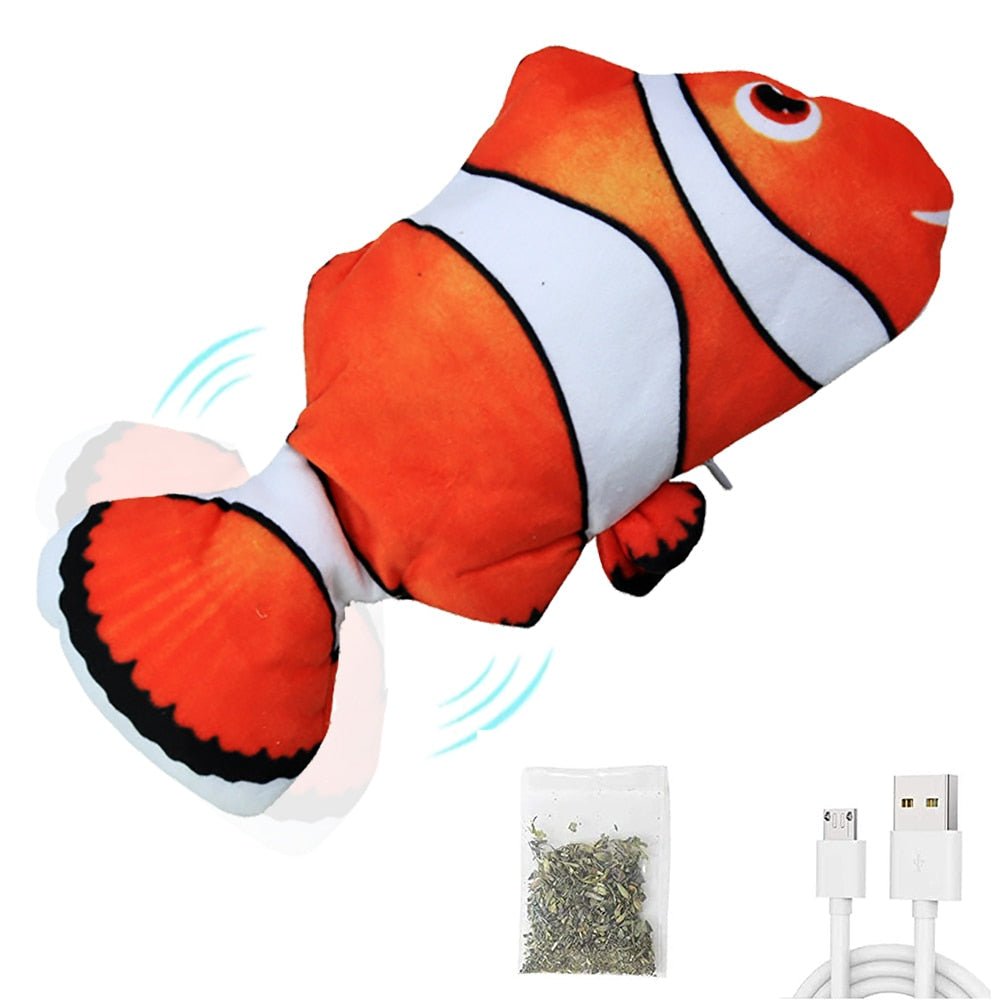 Royallure Interaktives Katzenspielzeug – USB wiederaufladbarer tanzender Fisch mit Bewegungssensor & Katzenminze
