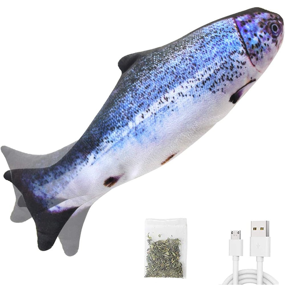 Royallure Interaktives Katzenspielzeug – USB wiederaufladbarer tanzender Fisch mit Bewegungssensor & Katzenminze