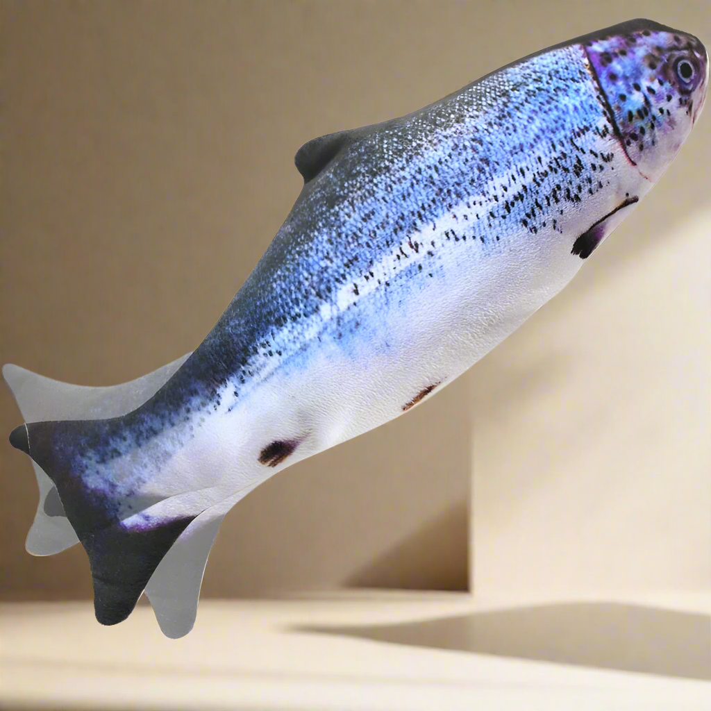 Royallure Interaktives Katzenspielzeug – USB wiederaufladbarer tanzender Fisch mit Bewegungssensor & Katzenminze