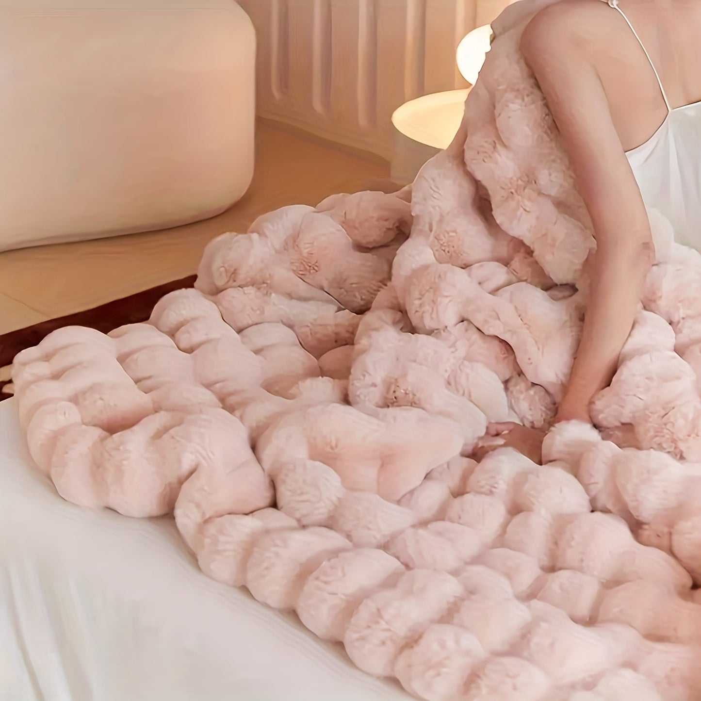 Rabbit Fleece Decke - Weiche warme Decke für Sofa, Bett, Büro und Reisen - Hypoallergen und reißfest