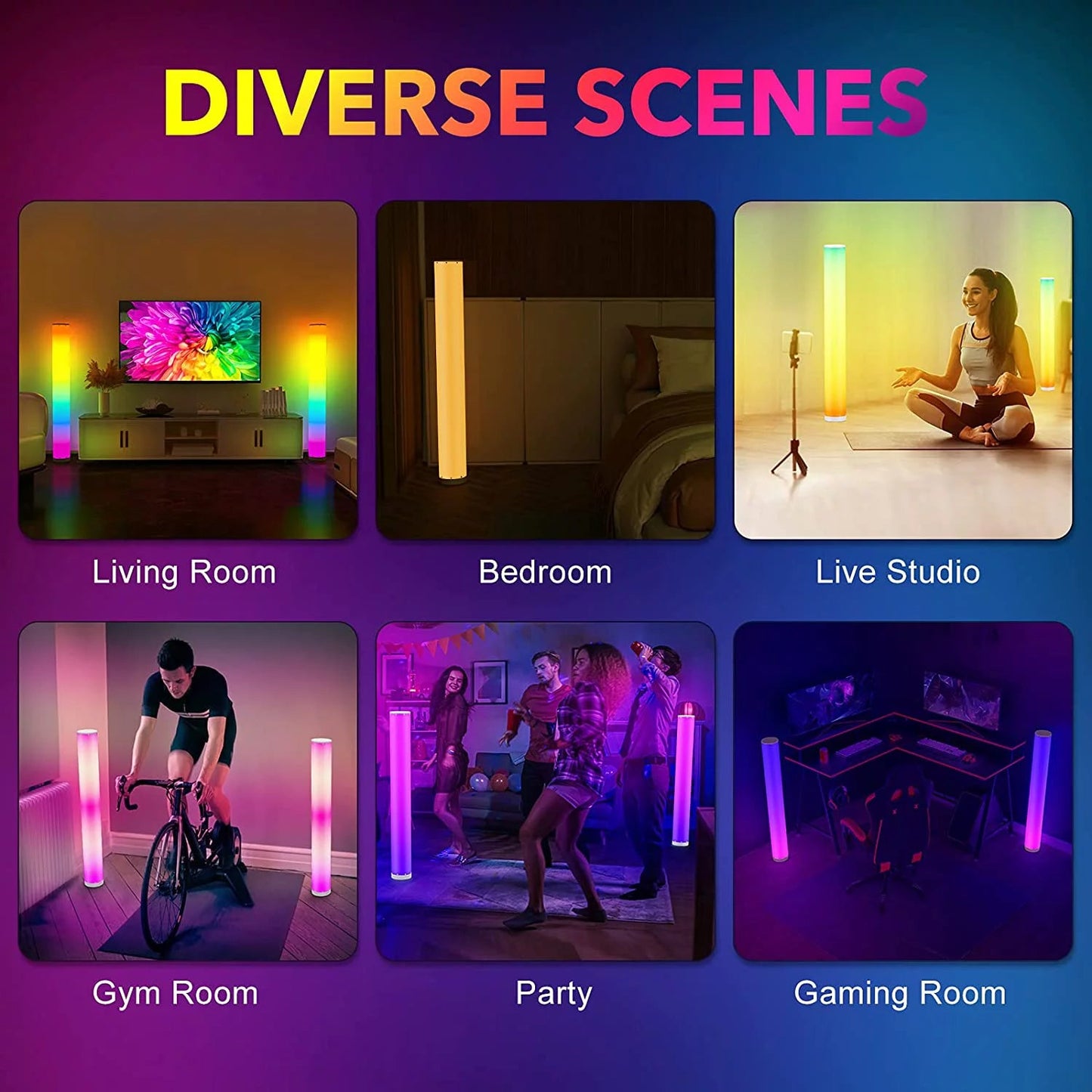 ColorSync RGB Stehlampe – 2er-Pack Smarte dimmbare LED mit Musik-Synchronisation & App-Steuerung