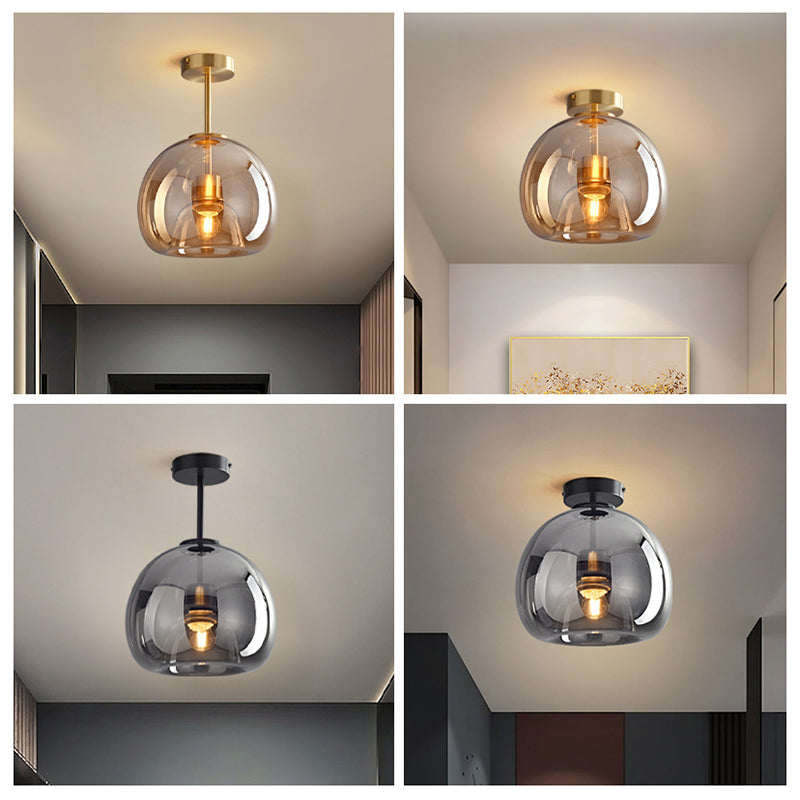 Sanna Moderne runde LED-Deckenleuchte Gold/Schwarzes Metall/Glas Schlaf-/Ess-/Wohnzimmer
