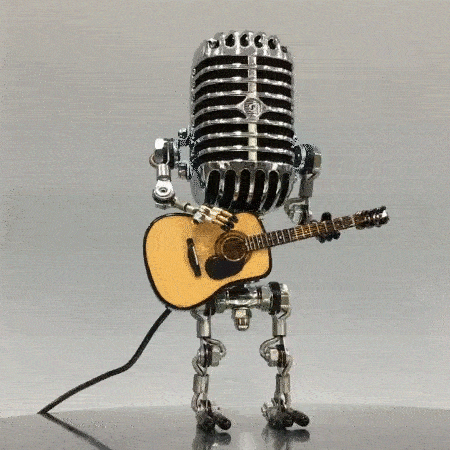 Royaleva Vintage Metall Mikrofon Roboter Mit Gitarre Lampe