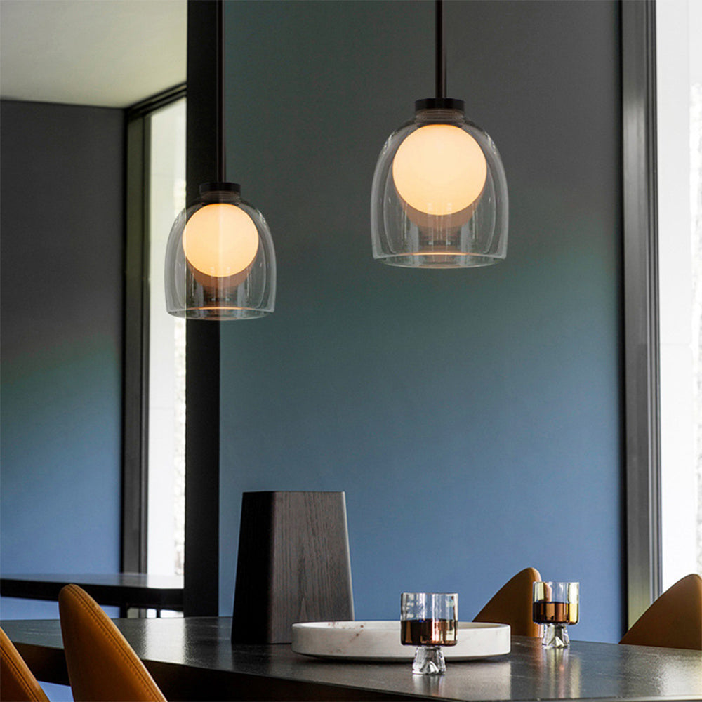 Moderne Glas-Hängelampe mit Transparentem oder Rauchfarbenem Schirm – Elegante und Raffinierte Beleuchtung