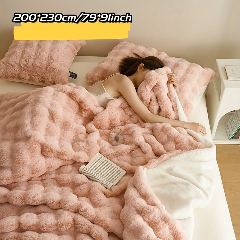 Garduru Fleece-Decke aus Faux Kaninchenfell – Weich, Warm & Vielseitig für Alle Jahreszeiten