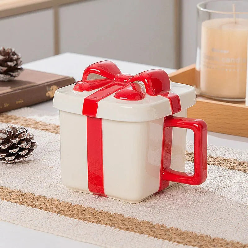 Keramische Weihnachtsgeschenk-Kaffeetasse mit Deckel