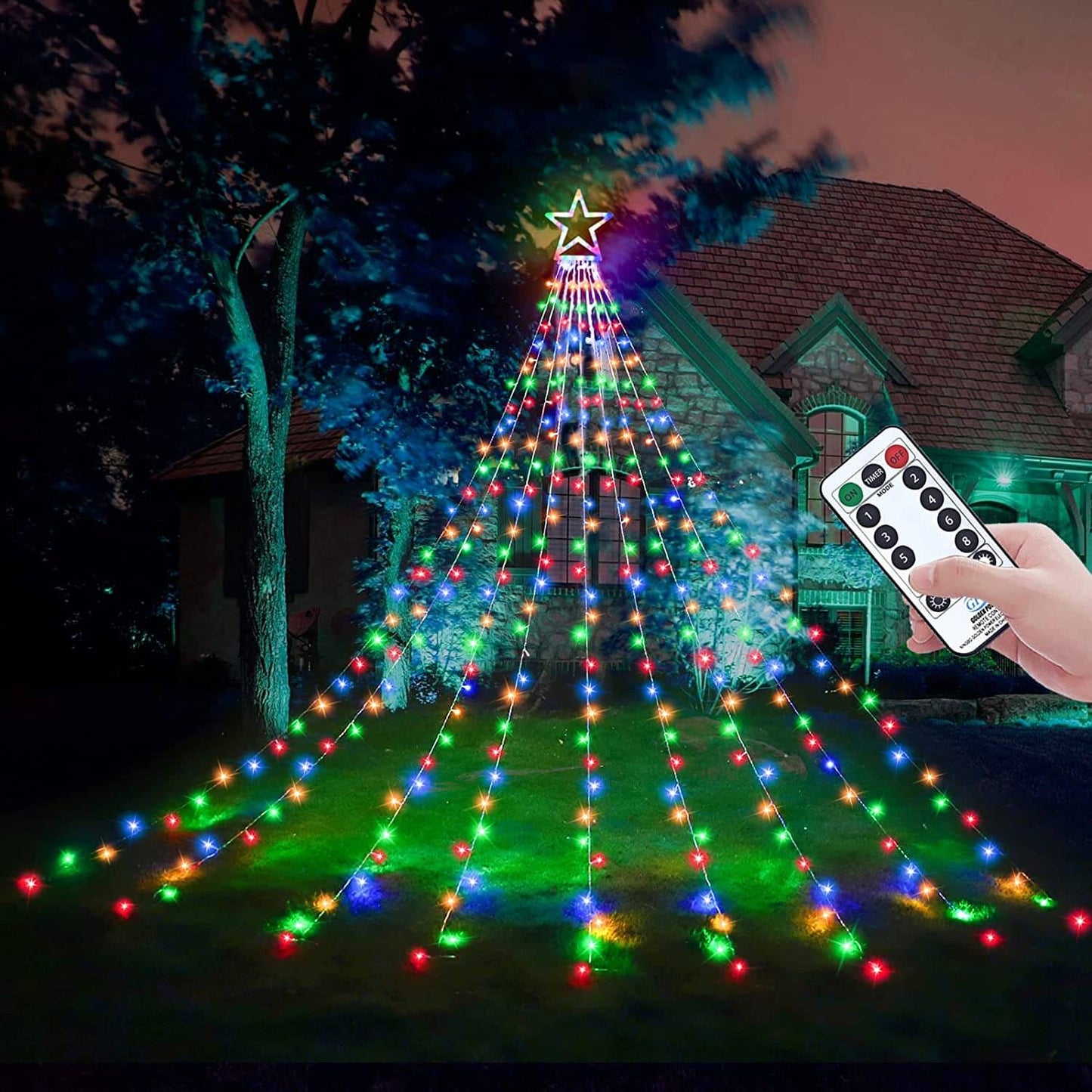 LED-Lichtshow für den Weihnachtsbaum im Freien