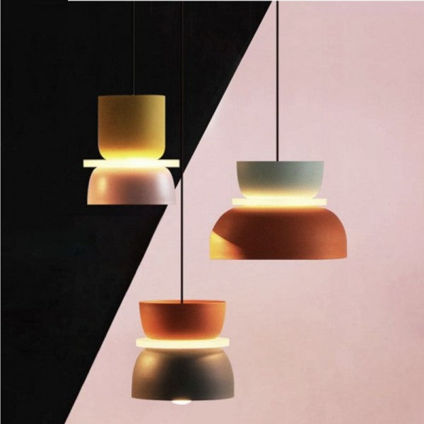 Suspension Nordic Macaron - Design Skandinavisch aus Aluminium und Acryl, Lampe E27, Ideal für Küche und Wohnzimmer