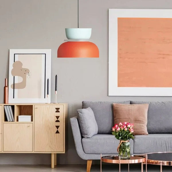 Suspension Nordic Macaron - Design Skandinavisch aus Aluminium und Acryl, Lampe E27, Ideal für Küche und Wohnzimmer