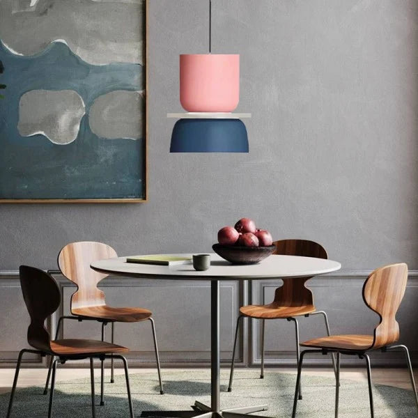 Suspension Nordic Macaron - Design Skandinavisch aus Aluminium und Acryl, Lampe E27, Ideal für Küche und Wohnzimmer