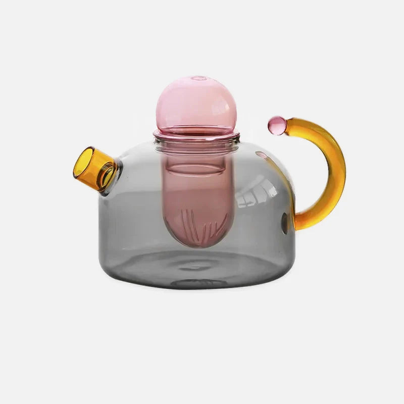 Teekanne und Tasse aus Glas „Color Bloom“