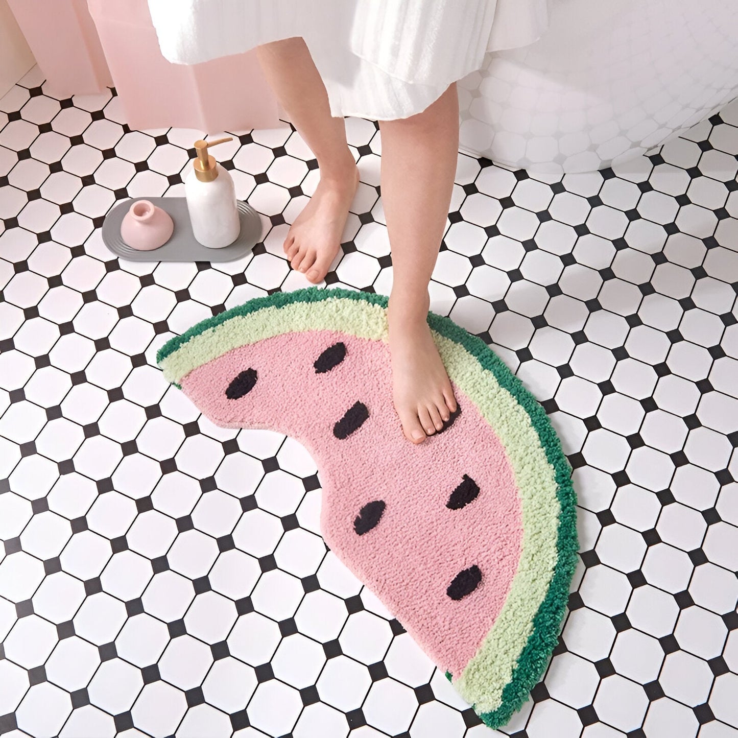 Bunte Wassermelone Badezimmermatte