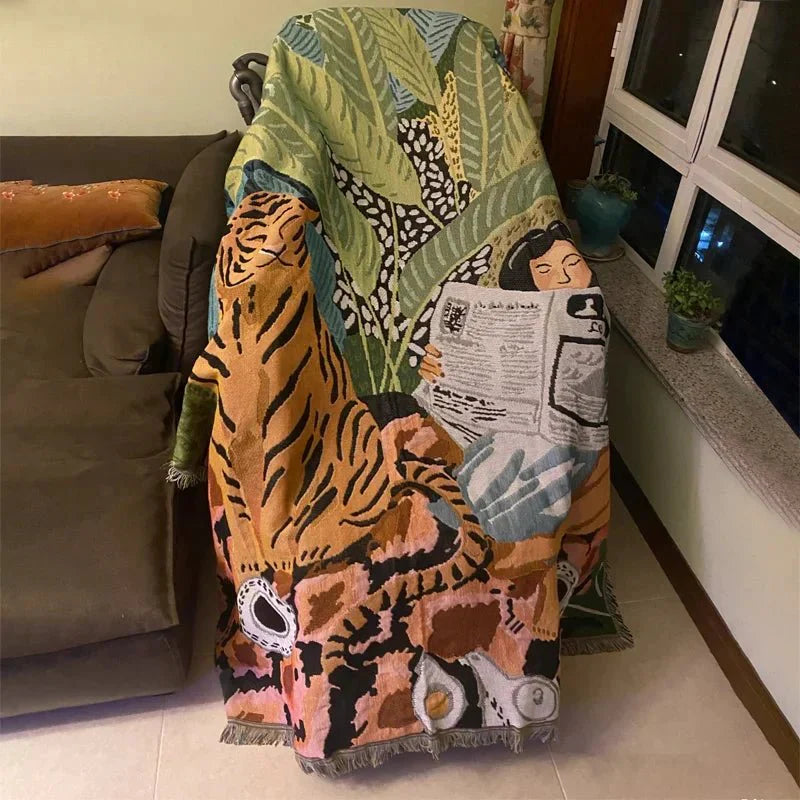Gemütliche Cartoon Tiger Design Wurfdecke