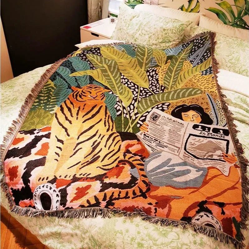 Gemütliche Cartoon Tiger Design Wurfdecke