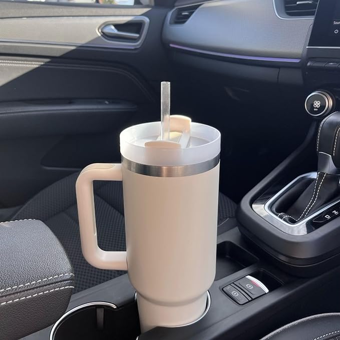 40 Oz Isolierter Edelstahl Reisebecher mit Henkel, Auslaufsicherem Deckel & Strohhalm