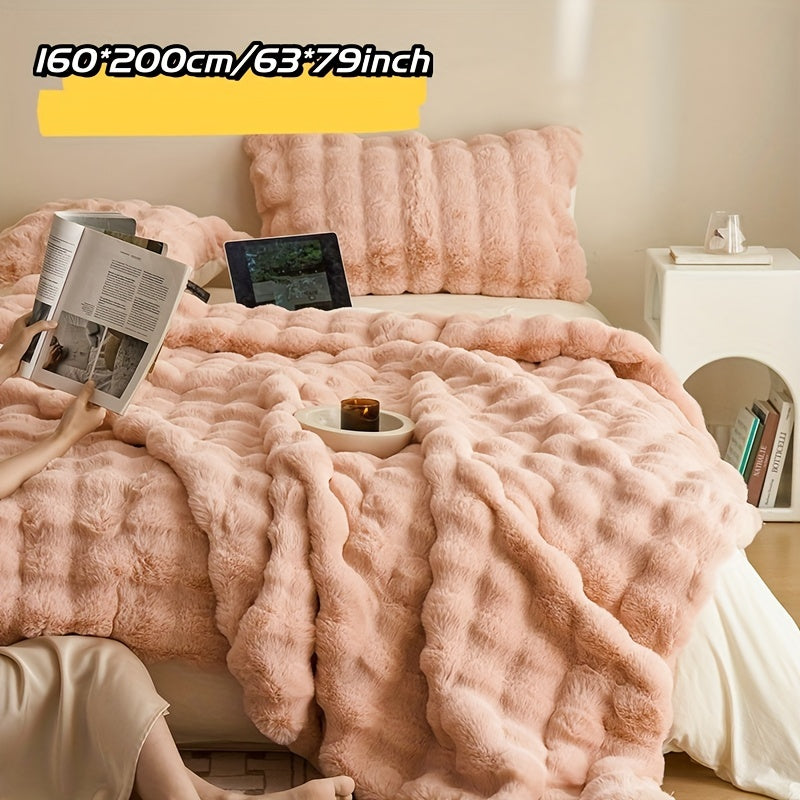 Garduru Fleece-Decke aus Faux Kaninchenfell – Weich, Warm & Vielseitig für Alle Jahreszeiten